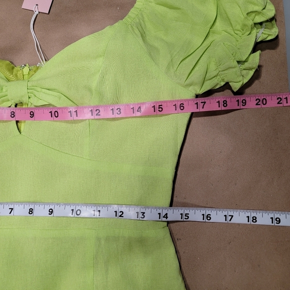 Collective the Label Size 6 Lime Green Puff Sleeve Tie Front Dress, NEW w/ Tag - Picture 9 of 16